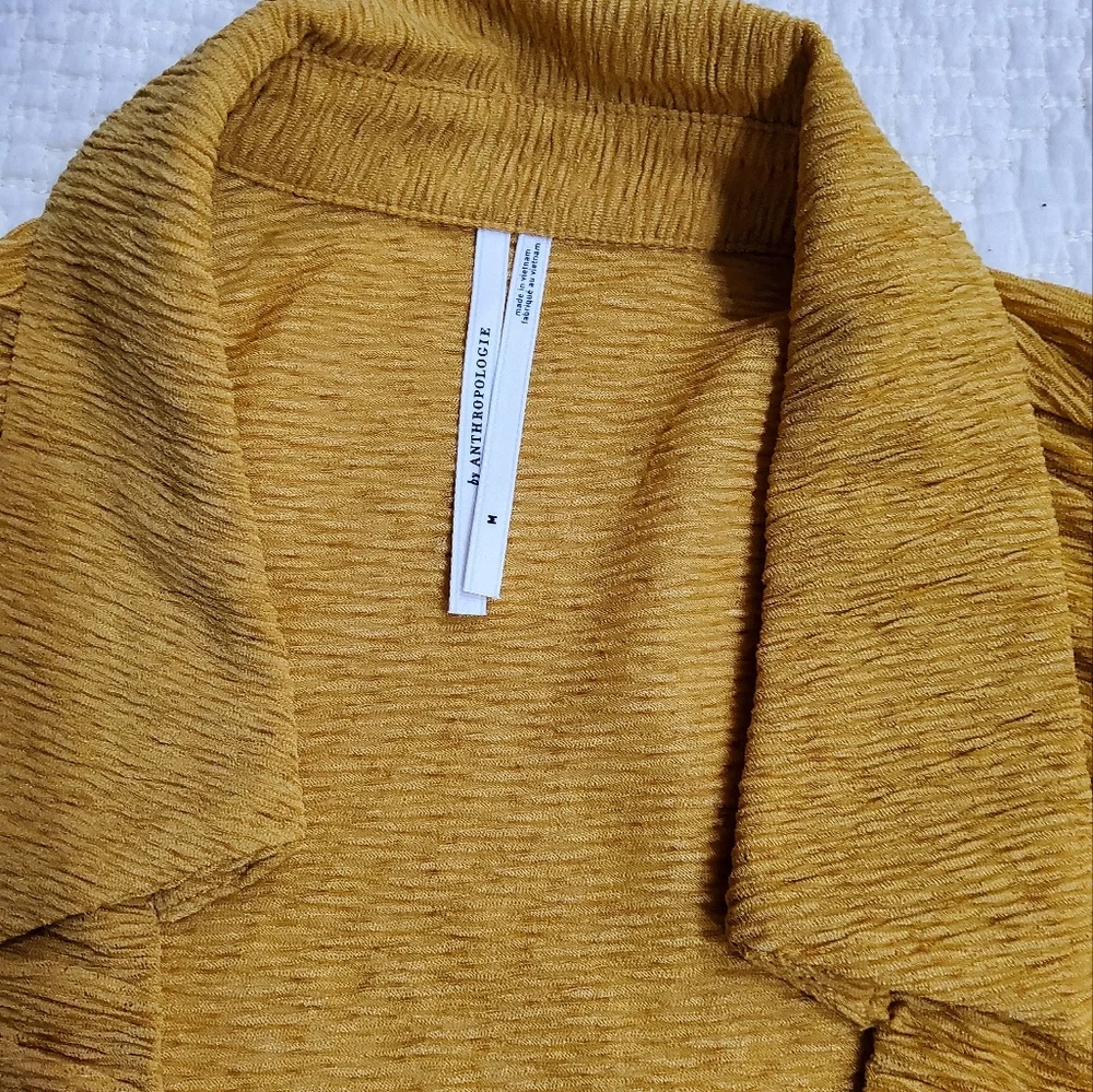 Anthropologie Gold Textured Button Down Blouse Size M
